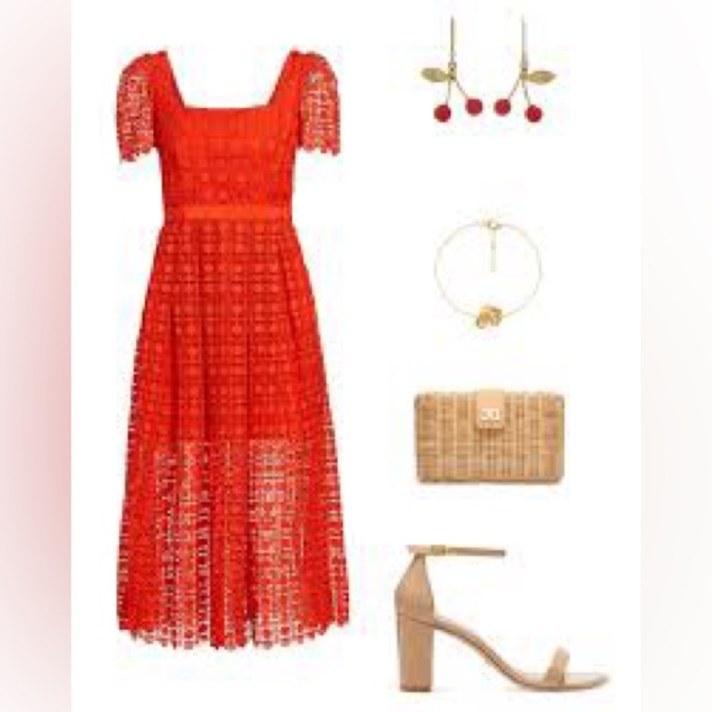 Vibrant Orange LACE FIT & FLARE DRESS